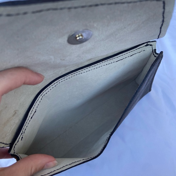 Handmade Dark Brown and Metallic Silver/Brown Leather Clutch - Picture 4 of 9